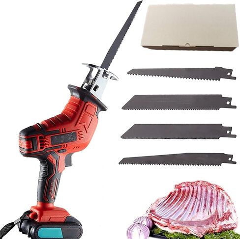 Cordless Electric Bone Saw, Electric Reciprocating Bone Saw with LED Light, 4 Saw Blade, 3000RPM Handheld Butcher Bone Saw, 1.5AH Rechargeable Cutting Machine for Wood/Metal/PVC Cuting in Saudi Arabia