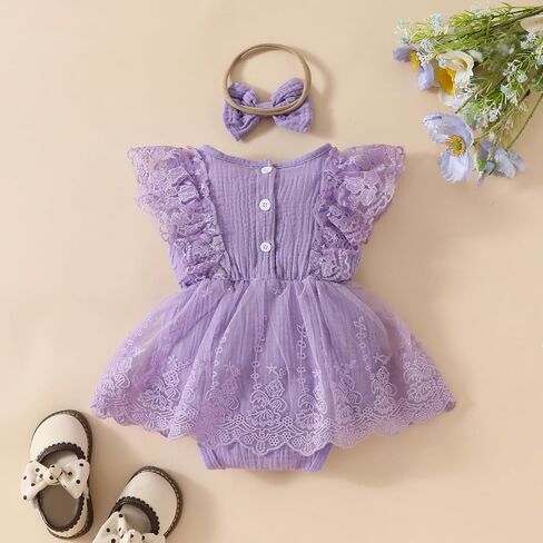 Baby Girl Clothes Sleeveless Lace Floral Romper Dress Newborn First Birthday Cake Smash Outfit in Saudi Arabia