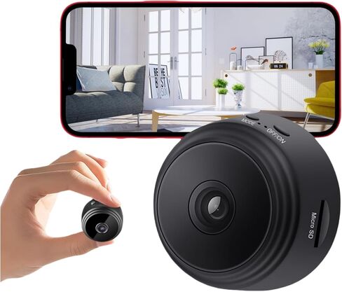 Mini WiFi كاميرا للاستخدام الداخلي ، 1080p HD كاميرا مراقبة صغيرة مع رؤية ليلية ، الكشف عن الحركة ، وصول التطبيق عن بُعد ، وتخزين بطاقة السحابة و SD in Kuwait