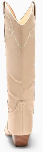Coutgo Womens Cowboy Western Boots with Embroidered Square Toe Chunky Heel Mid Calf Boots Fall Winter Shoes in Saudi Arabia