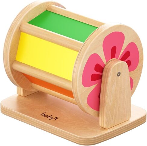 Boby Montessori Spinning Drum: Sensory Experience for Babies 6-12 Months - Engage, Explore, and Learn with Our Wooden Infant Toy in Saudi Arabia