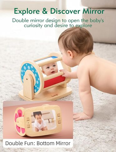 Boby Montessori Spinning Drum: Sensory Experience for Babies 6-12 Months - Engage, Explore, and Learn with Our Wooden Infant Toy in Saudi Arabia