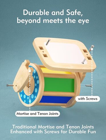 Boby Montessori Spinning Drum: Sensory Experience for Babies 6-12 Months - Engage, Explore, and Learn with Our Wooden Infant Toy in Saudi Arabia
