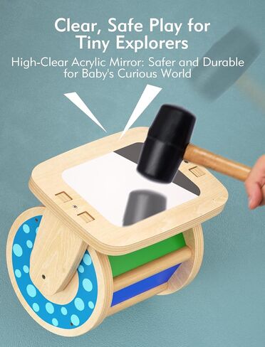 Boby Montessori Spinning Drum: Sensory Experience for Babies 6-12 Months - Engage, Explore, and Learn with Our Wooden Infant Toy in Saudi Arabia