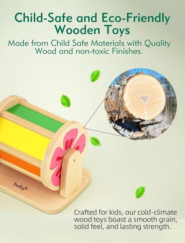 Boby Montessori Spinning Drum: Sensory Experience for Babies 6-12 Months - Engage, Explore, and Learn with Our Wooden Infant Toy in Saudi Arabia