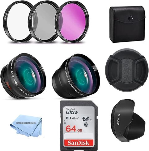 Extreme Len's 58mm Professional Filter Bundle - 7 Filters (UV, CPL, FL-D, 1, 2, 4, 10 Macro), 64GB Sandisk Card in Saudi Arabia
