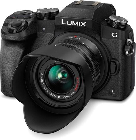 Panasonic LUMIX G7 Mirrorless Camera with 14-42mm f/3.5-5.6 Lens (Black) Bundle with Ultracompact Camera-Mountable Shotgun Microphone (2 Items) in Saudi Arabia