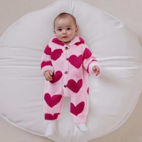 Newborn Baby Boy Girl Clothes Cute Furry Hooded Jumpsuit Coat Infant One-Piece Romper Outwear Fall Winter Outfits in Saudi Arabia
