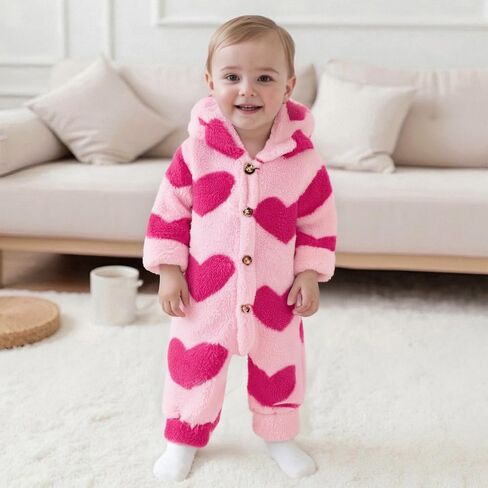 Newborn Baby Boy Girl Clothes Cute Furry Hooded Jumpsuit Coat Infant One-Piece Romper Outwear Fall Winter Outfits in Saudi Arabia