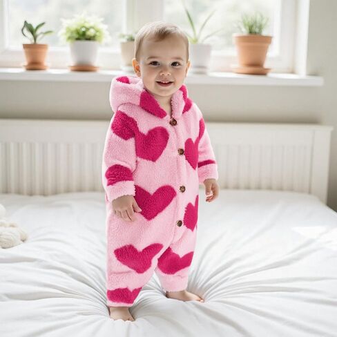 Newborn Baby Boy Girl Clothes Cute Furry Hooded Jumpsuit Coat Infant One-Piece Romper Outwear Fall Winter Outfits in Saudi Arabia