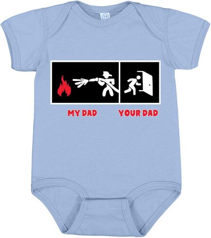 Wild Bobby My Dad vs Your Dad Firefighter Gift Humor Baby Creeper Boys Girls Infant Bodysuit in Saudi Arabia