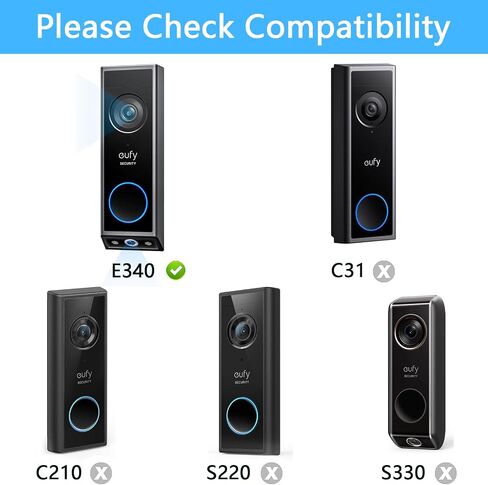 قابلة للتعديل 0-35 درجة جرس Doortbell Mount for Eufy Security Video Doorbell E340 ، Corner Mount (Black) in Saudi Arabia