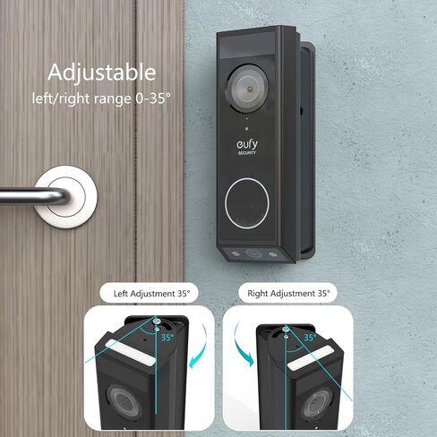 قابلة للتعديل 0-35 درجة جرس Doortbell Mount for Eufy Security Video Doorbell E340 ، Corner Mount (Black) in Saudi Arabia