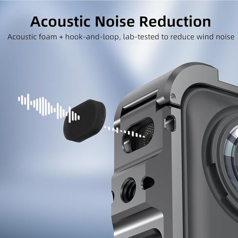 Utility Frame Case Cage for Insta360 X5, Metal Protective Case with Silicone Lens Cap Guard - Cold Shoe Mount, 3 x 1/4" Threads, Quick Release Adapter for Insta 360 X5 Accessories in Saudi Arabia