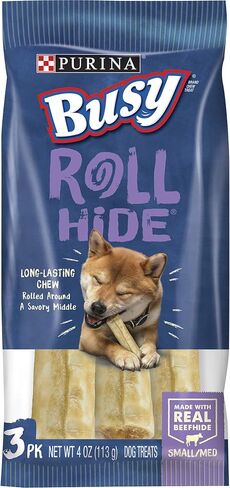 Purina Busy Rawhide Small/Medium Breed Dog Bones, Rollhide - 9 ct. Pouch in Kuwait