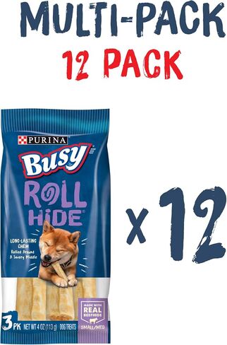 Purina Busy Rawhide Small/Medium Breed Dog Bones, Rollhide - 9 ct. Pouch in Kuwait