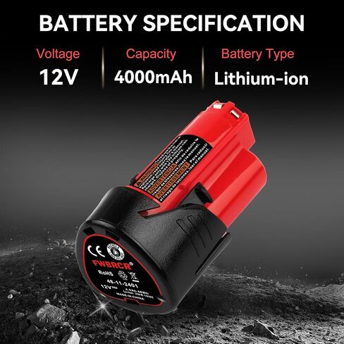 بديل جديد 12V 4.0AH للبطارية ميلووكي متوافق مع بطاريات ميلووكي 12V 4000MAH أدوات الطاقة 2 حزمة in Saudi Arabia