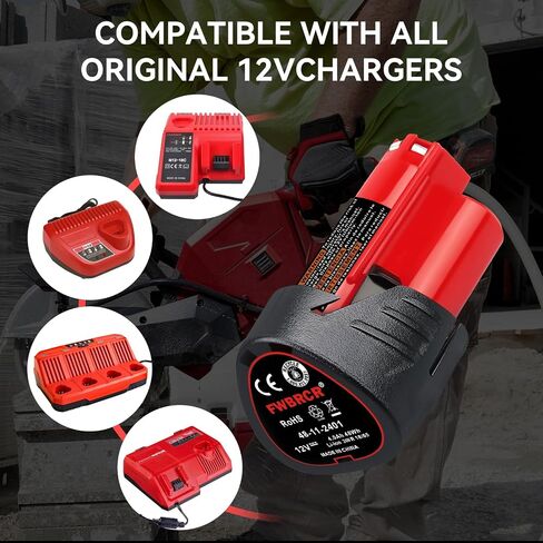 بديل جديد 12V 4.0AH للبطارية ميلووكي متوافق مع بطاريات ميلووكي 12V 4000MAH أدوات الطاقة 2 حزمة in Saudi Arabia