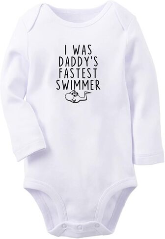 iDzn I was Daddy's Fastest Swimmer Funny Rompers Newborn Baby Bodysuits Infant Jumpsuits Outfits Long Sleeves Clothes in Saudi Arabia