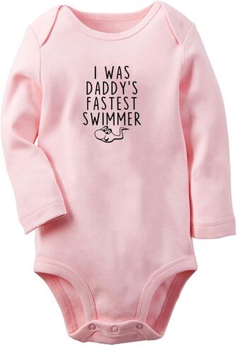 iDzn I was Daddy's Fastest Swimmer Funny Rompers Newborn Baby Bodysuits Infant Jumpsuits Outfits Long Sleeves Clothes in Saudi Arabia