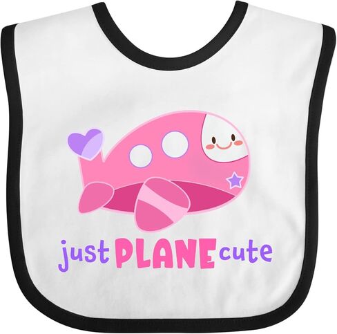 inktastic Just Plane Cute Smiling Pink Airplane Baby Bib in Kuwait