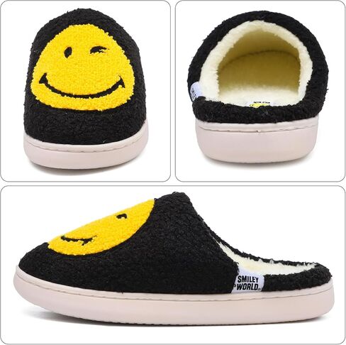 Smileyworld Smile Face Slippers for Women Men Soft Plush Memory Foam Foam Non-Slip Fuzzy House Shoes Warm Funder On On Outdoor Outdo in Saudi Arabia
