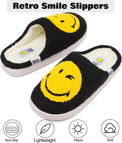 Smileyworld Smile Face Slippers for Women Men Soft Plush Memory Foam Foam Non-Slip Fuzzy House Shoes Warm Funder On On Outdoor Outdo in Saudi Arabia