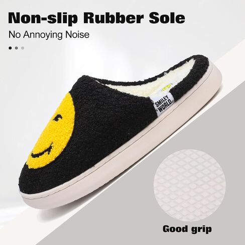 Smileyworld Smile Face Slippers for Women Men Soft Plush Memory Foam Foam Non-Slip Fuzzy House Shoes Warm Funder On On Outdoor Outdo in Saudi Arabia