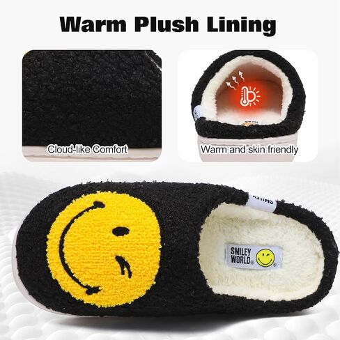 Smileyworld Smile Face Slippers for Women Men Soft Plush Memory Foam Foam Non-Slip Fuzzy House Shoes Warm Funder On On Outdoor Outdo in Saudi Arabia