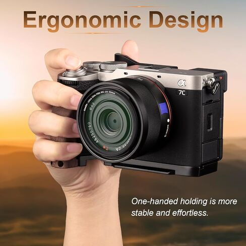 Haoge Wooden Side Handle for Sony A7CR a7cii Camera - Premium Rosewood Grip with Quick Release Plate, Extra Tripod 1/4 Hole & Hand Strap Hole Black HG-A7CR-B in Saudi Arabia