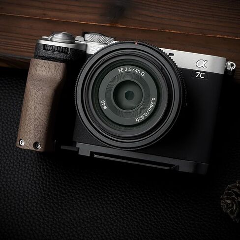 Haoge Wooden Side Handle for Sony A7CR a7cii Camera - Premium Rosewood Grip with Quick Release Plate, Extra Tripod 1/4 Hole & Hand Strap Hole Black HG-A7CR-B in Saudi Arabia