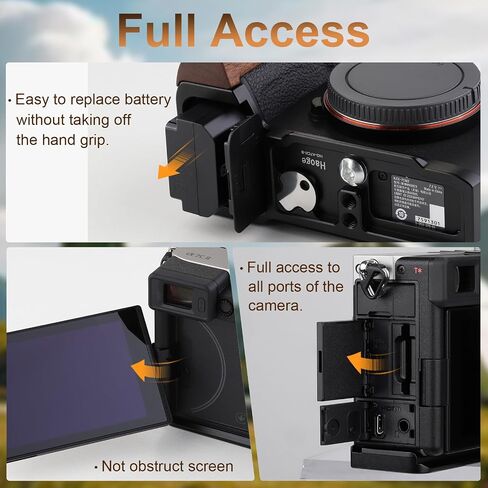 Haoge Wooden Side Handle for Sony A7CR a7cii Camera - Premium Rosewood Grip with Quick Release Plate, Extra Tripod 1/4 Hole & Hand Strap Hole Black HG-A7CR-B in Saudi Arabia