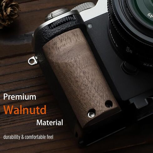 Haoge Wooden Side Handle for Sony A7CR a7cii Camera - Premium Rosewood Grip with Quick Release Plate, Extra Tripod 1/4 Hole & Hand Strap Hole Black HG-A7CR-B in Saudi Arabia