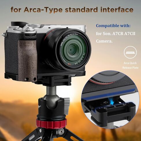 Haoge Wooden Side Handle for Sony A7CR a7cii Camera - Premium Rosewood Grip with Quick Release Plate, Extra Tripod 1/4 Hole & Hand Strap Hole Black HG-A7CR-B in Saudi Arabia
