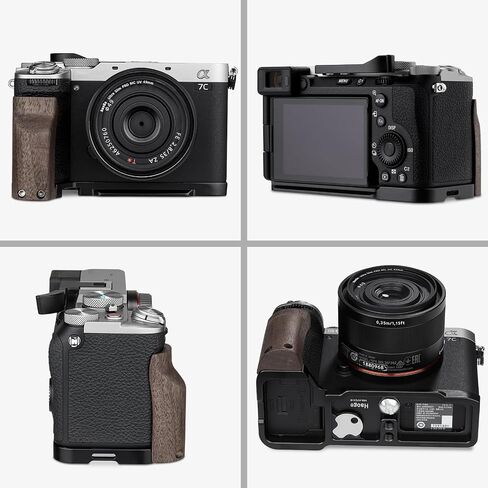 Haoge Wooden Side Handle for Sony A7CR a7cii Camera - Premium Rosewood Grip with Quick Release Plate, Extra Tripod 1/4 Hole & Hand Strap Hole Black HG-A7CR-B in Saudi Arabia