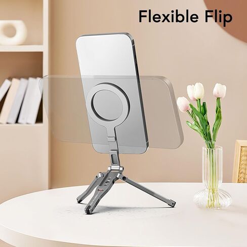 Fosa Magnetic Phone Stand Tripod ، سبيكة الألومنيوم قابلة للطي للهاتف 12/13/14/15 مع خطاف أقدام غير قسيمة لتسجيل الفيديو الخاص in Saudi Arabia