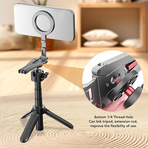 Fosa Magnetic Phone Stand Tripod ، سبيكة الألومنيوم قابلة للطي للهاتف 12/13/14/15 مع خطاف أقدام غير قسيمة لتسجيل الفيديو الخاص in Saudi Arabia