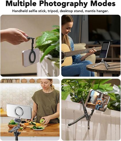Fosa Magnetic Phone Stand Tripod ، سبيكة الألومنيوم قابلة للطي للهاتف 12/13/14/15 مع خطاف أقدام غير قسيمة لتسجيل الفيديو الخاص in Saudi Arabia