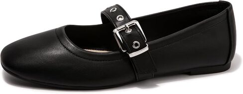 LM Womens Ballet Flats Mary Jane Flats Comfortable Casual Dress Shoes with Buckle Strap in Kuwait