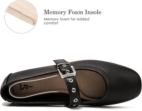 LM Womens Ballet Flats Mary Jane Flats مريحة أحذية ملابس غير رسمية مع حزام مشبك in Kuwait