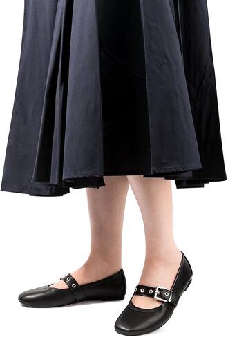 LM Womens Ballet Flats Mary Jane Flats مريحة أحذية ملابس غير رسمية مع حزام مشبك in Kuwait