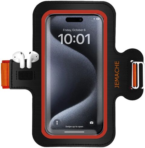 JEMACHE Cell Phone Running Armband for iPhone 15 Pro Max, 15 14 13 12 11, Samsung Galaxy S24 S23 S22 Ultra, Plus, G Buckle Workouts Arm Band Bag (S, Black) in Kuwait