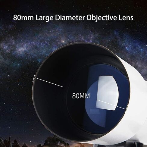 تلسكوب للأطفال المبتدئين البالغين 80 مم من تلسكوب 500 مم لعلم الفلك BAK4 PRISM FMC TELESCOPE Astronomical Refrical Telescope مع ترايبود لمراقبة القمر والكوكب in Kuwait