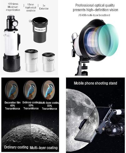 Telescope rebractors 70mm erperture 400mm Mount Astronomical Repracting Telescope for Kids and Beginners Travel Travel With Tripod (Color: Package A) (Package B) in Kuwait