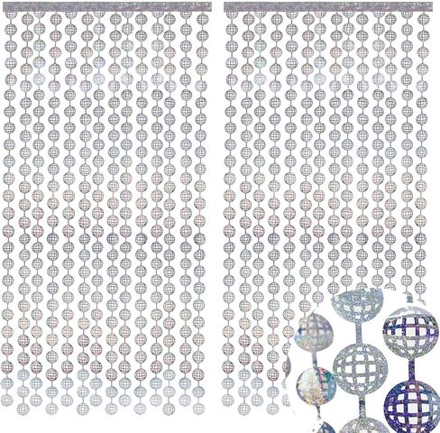 Disco Party Decorations - 2 Packs Silvery Disco Ball Disco Foil Fringe Streamers Curtains for Bachelorette, Birthday Backdrop Decorations,School Prom 80s Party Decorations (3.3x6.6 ft) in Kuwait