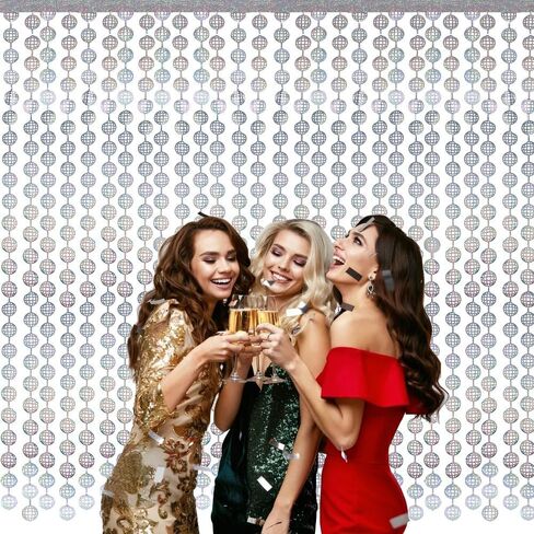 Disco Party Decorations - 2 Packs Silvery Disco Ball Disco Foil Fringe Streamers Curtains for Bachelorette, Birthday Backdrop Decorations,School Prom 80s Party Decorations (3.3x6.6 ft) in Kuwait