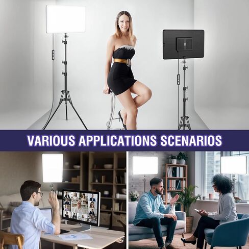 LED Video Light Kit with Adjustable Tripod Stand 63'', 2500K-8500K Dimmable Photography Lighting Continuous Studio Light for Game Streaming, YouTube in Kuwait