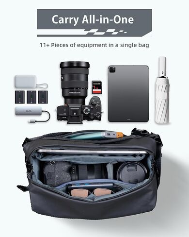 llano Camera Sling Bag for Photographers, DSLR Shoulder Bag Small, Compact Crossbody Camera Case with Adjustable Strap for Canon Nikon Sony Mirrorless, Fits 1 Camera 2 Lenses Accessories in Saudi Arabia