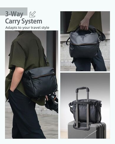 llano Camera Sling Bag for Photographers, DSLR Shoulder Bag Small, Compact Crossbody Camera Case with Adjustable Strap for Canon Nikon Sony Mirrorless, Fits 1 Camera 2 Lenses Accessories in Saudi Arabia