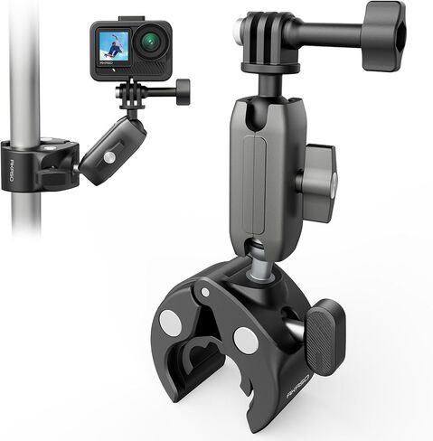 AKASO Universal Handlebar Clamp Motorcycle/Mountain Bike Pole Mount with 360° Rotation for GoPro 13 12 11 10 9, EK7000/EK7000 Pro, Brave 4/4 Pro, Brave 7/7 LE, V50 X, V50 Elite Action Cameras in Saudi Arabia